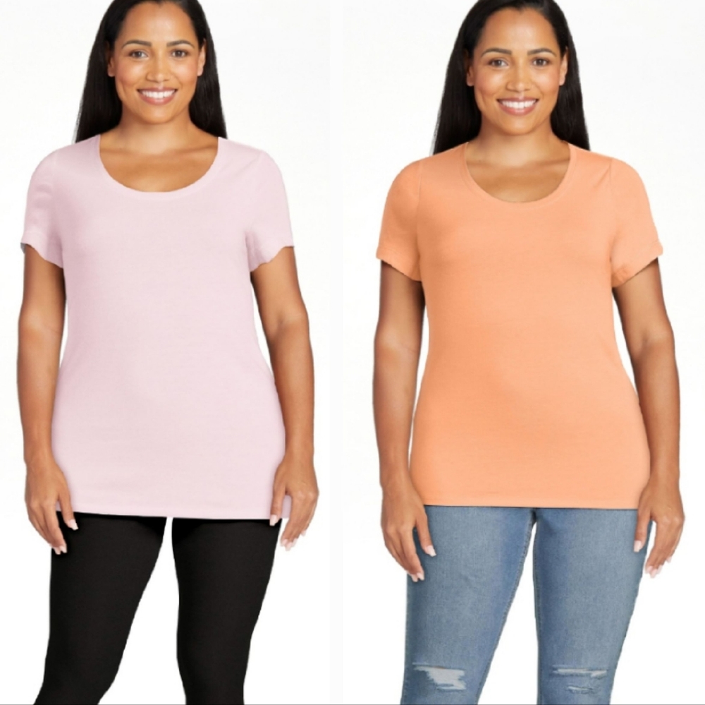Set of 2! Junior's Plus Cap Sleeve T-Shirts - Great for layering!